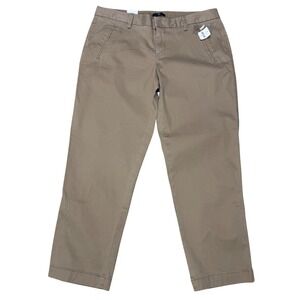 Gap Womens Size 10 Khaki Straight Leg Pants Beige Stretch Casual Classic NWT